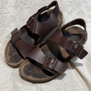 Birkenstock Brown Leather Two-Strap Sandals